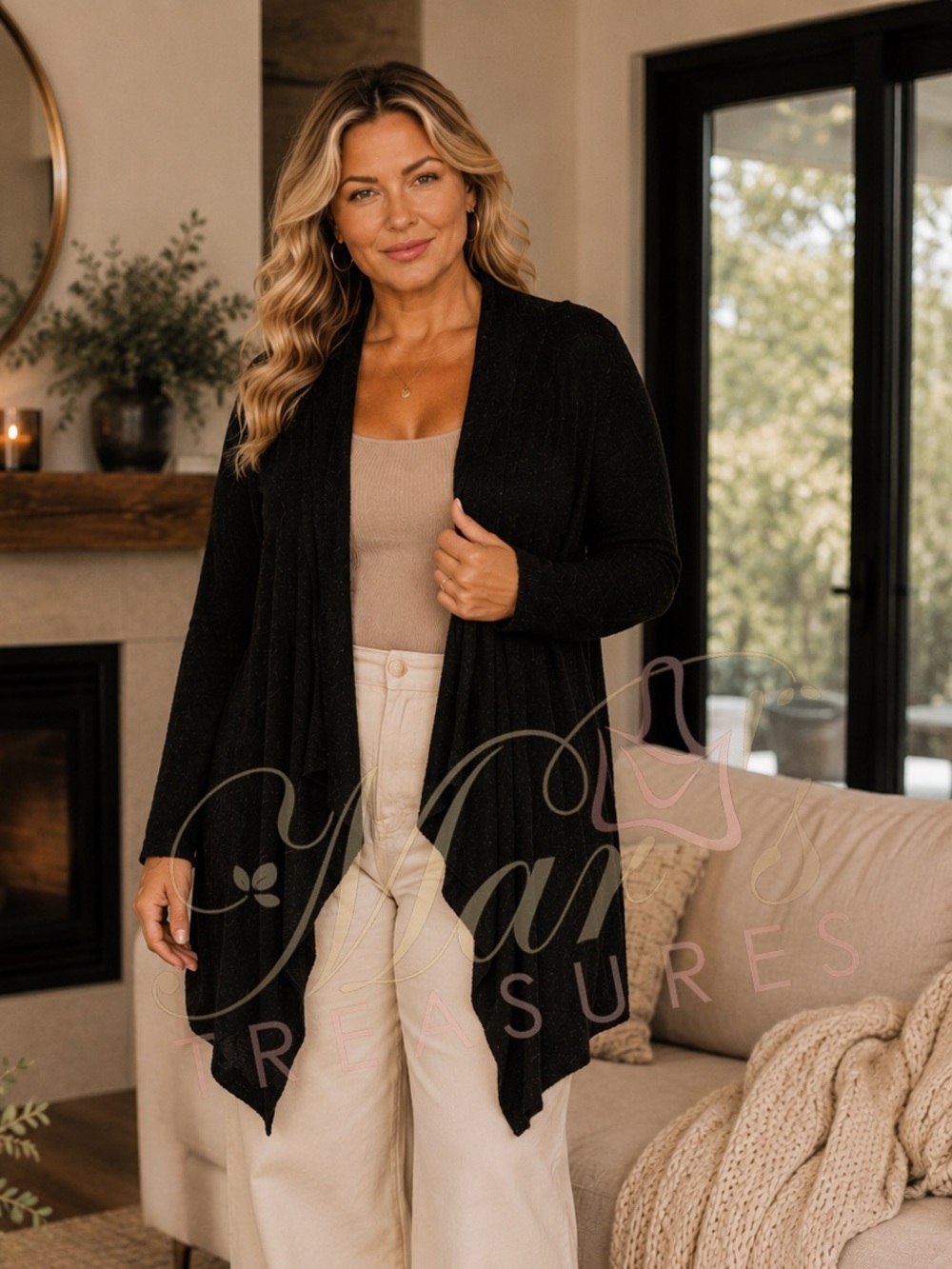 Barefoot Dreams Dark Gray Draped Open-Front Cardigan Sz S/M